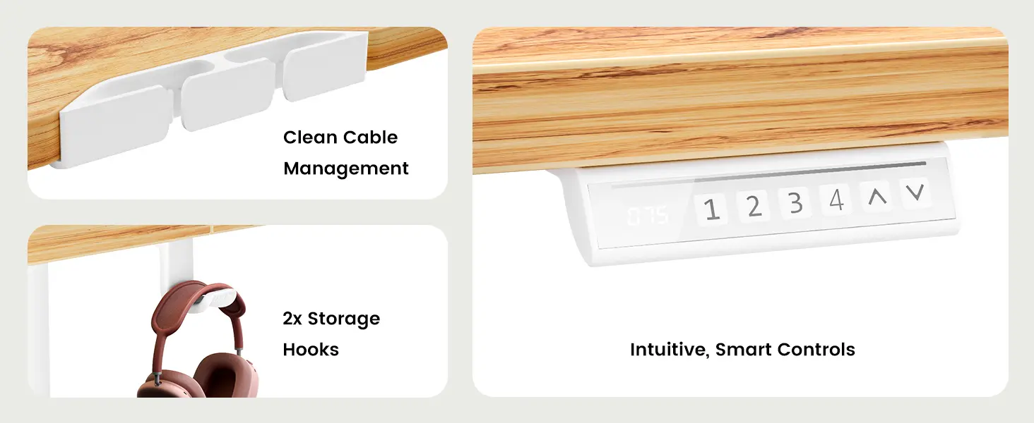 Birou electric reglabil pe înălțime, blat 112 × 60 cm – imagine detaliu 7