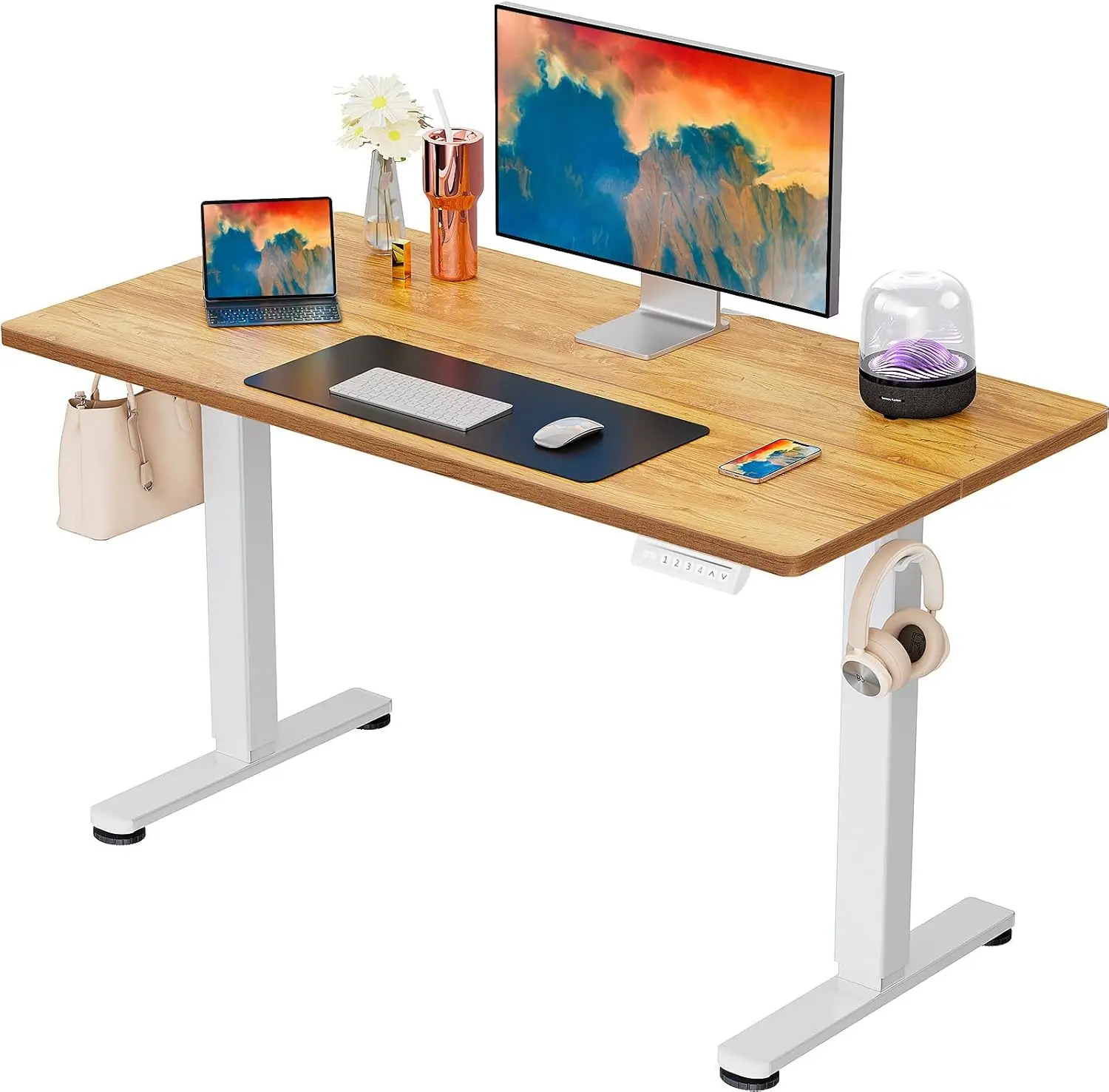 Birou electric reglabil pe înălțime, blat 112 × 60 cm, funcție memorare — imagine 1