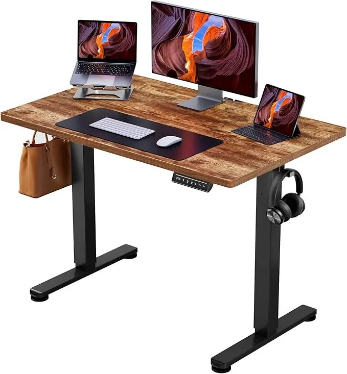 Birou electric reglabil pe înălțime, blat 112 × 60 cm, funcție memorare — imagine 3