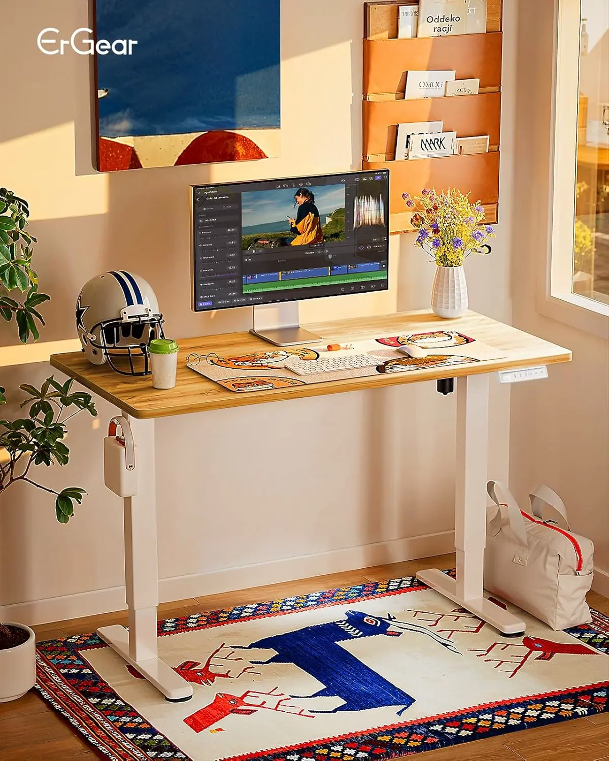 Birou electric reglabil pe înălțime, blat 112 × 60 cm, funcție memorare — imagine 5
